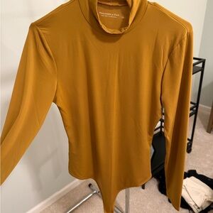 Abercrombie & Fitch Mustard Long Sleeve Mock Neck Bodysuit